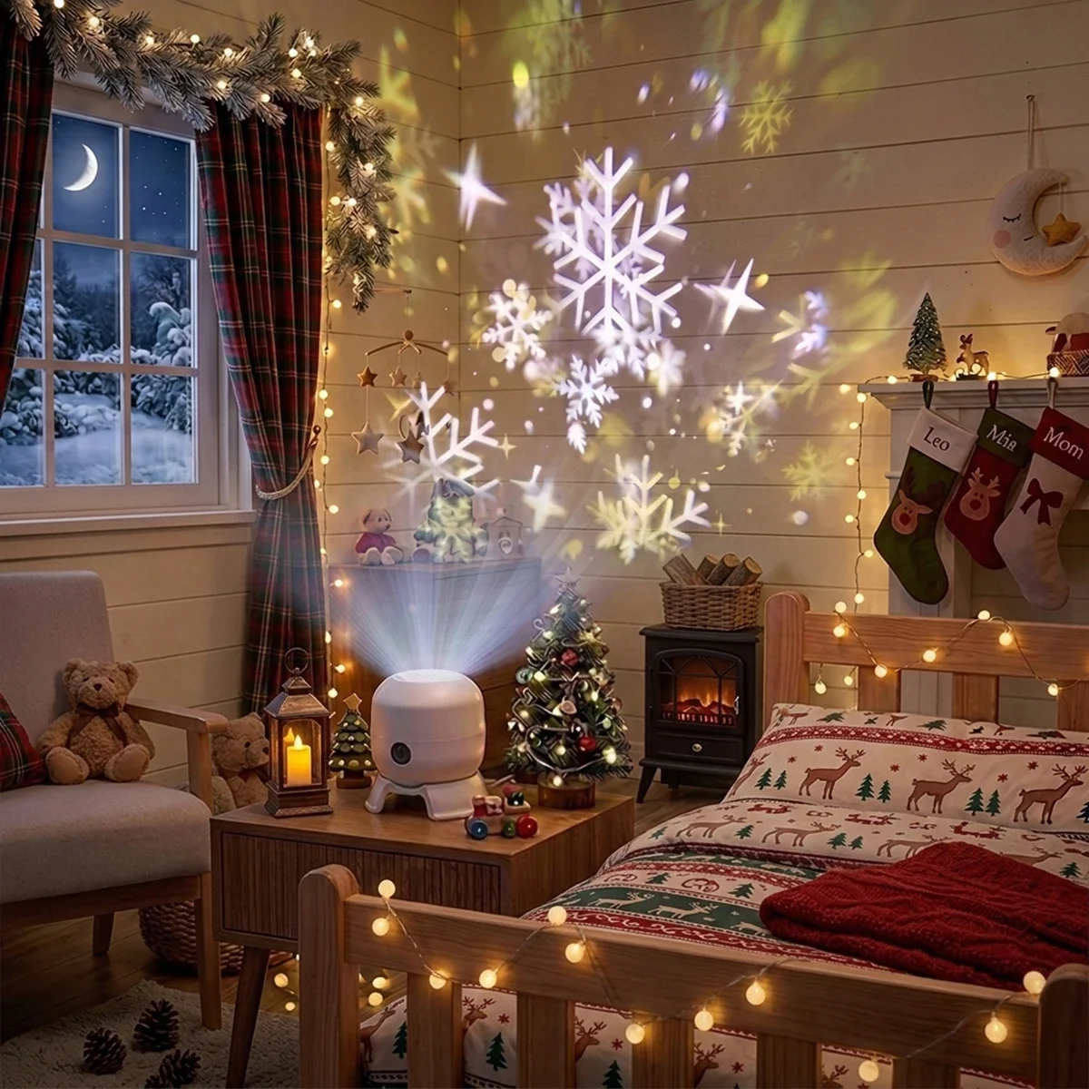 LED Rotating Snowflake Star Pr - Baby Nursery Wall Lights ulasan dan harga