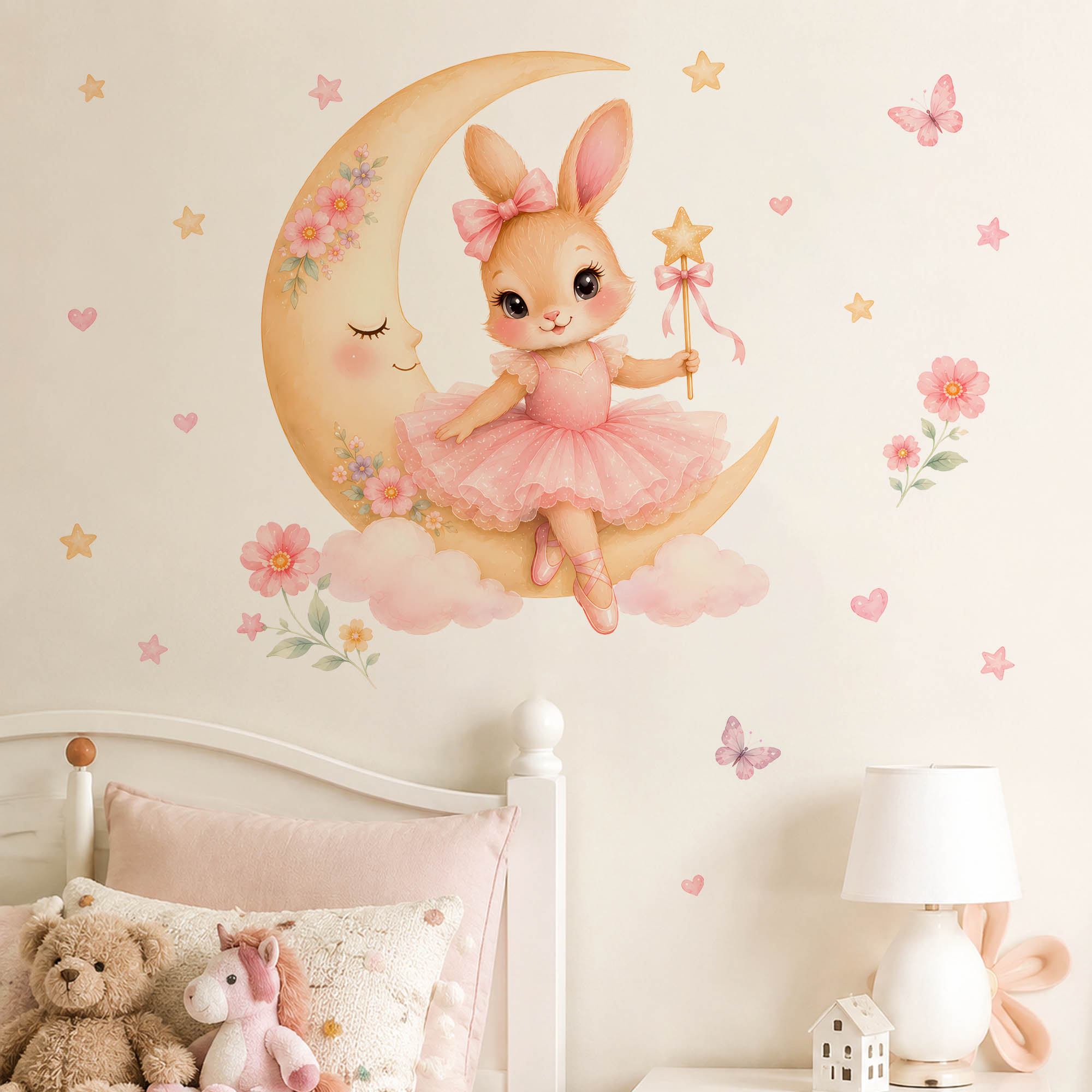 Watercolor Ballerina Bunny Moo - Baby Nursery Decor Girl ulasan dan harga