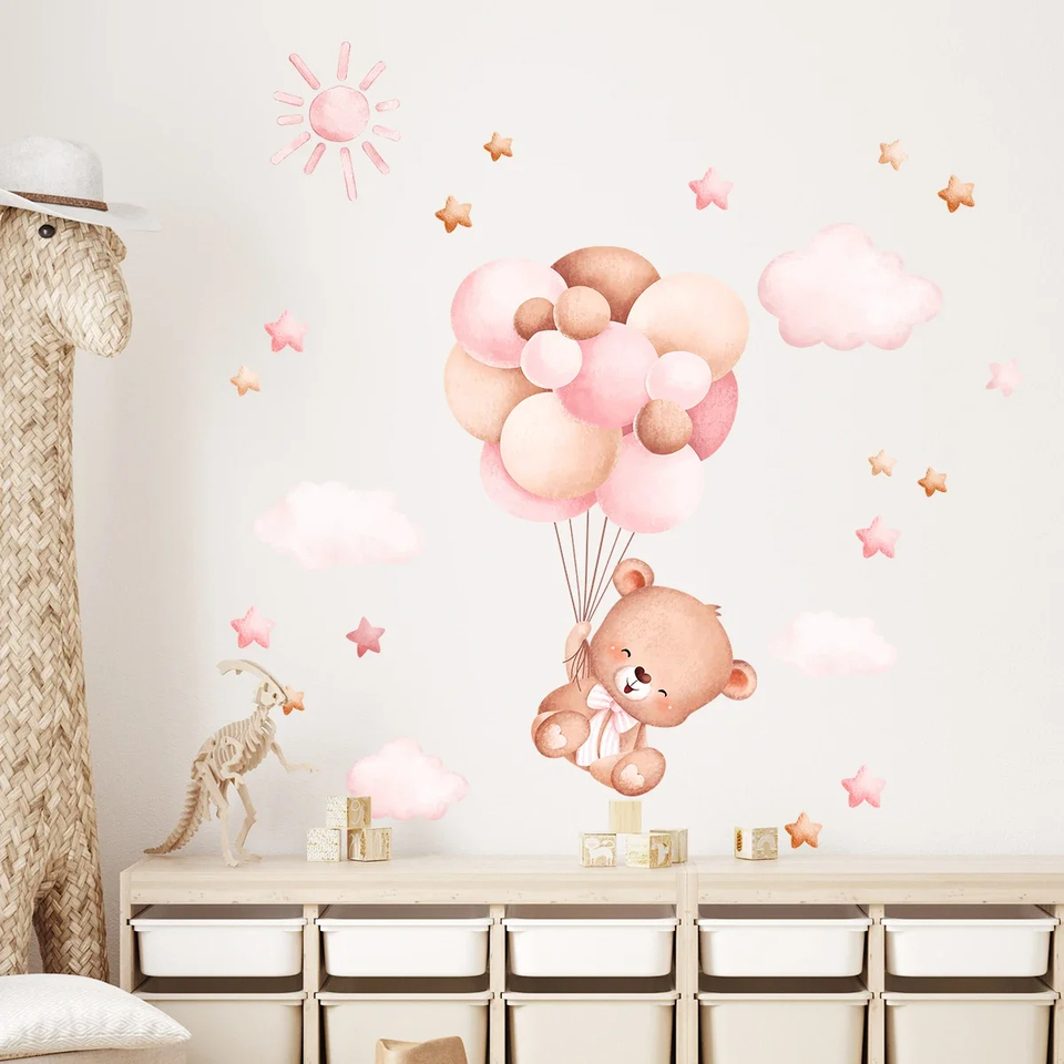 Watercolor Cartoon Balloon Bea - Baby Girl Nursery Quotes ulasan dan harga