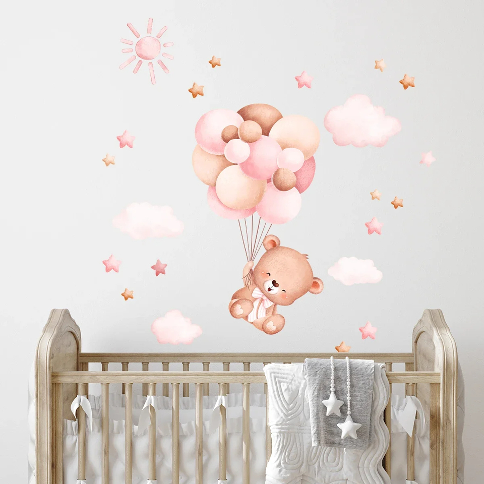 Watercolor Cartoon Balloon Bea - Baby Girl Nursery Quotes ulasan dan harga