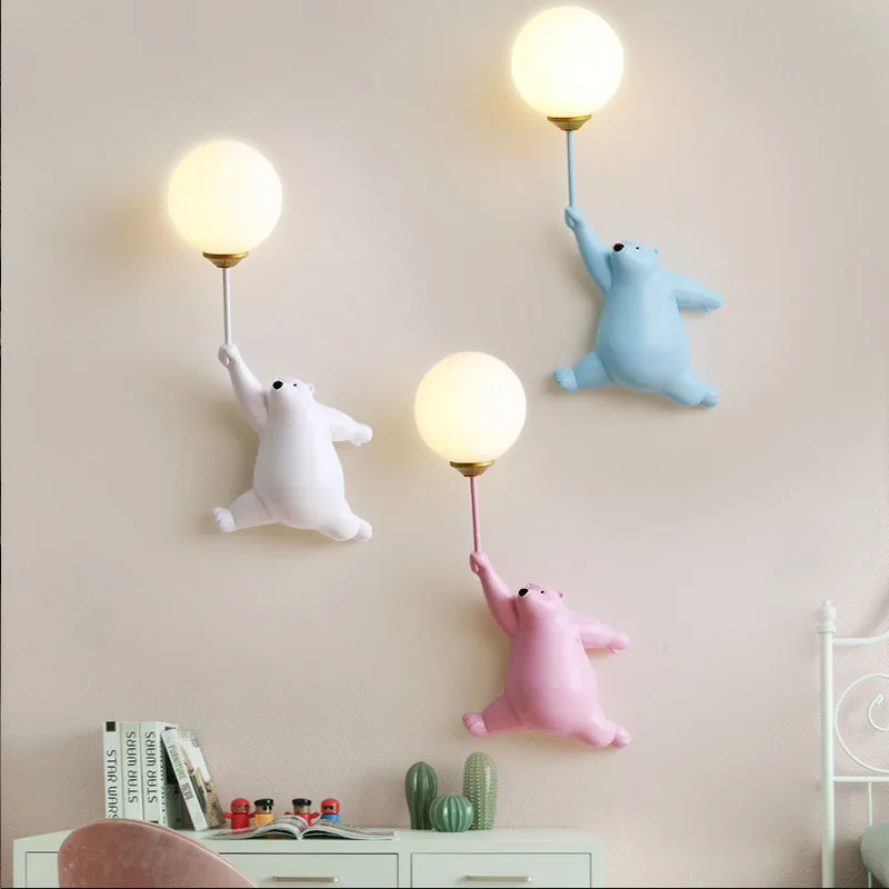 Cartoon Polar Bear LED Sconce  - Baby Nursery Wall Lights ulasan dan harga