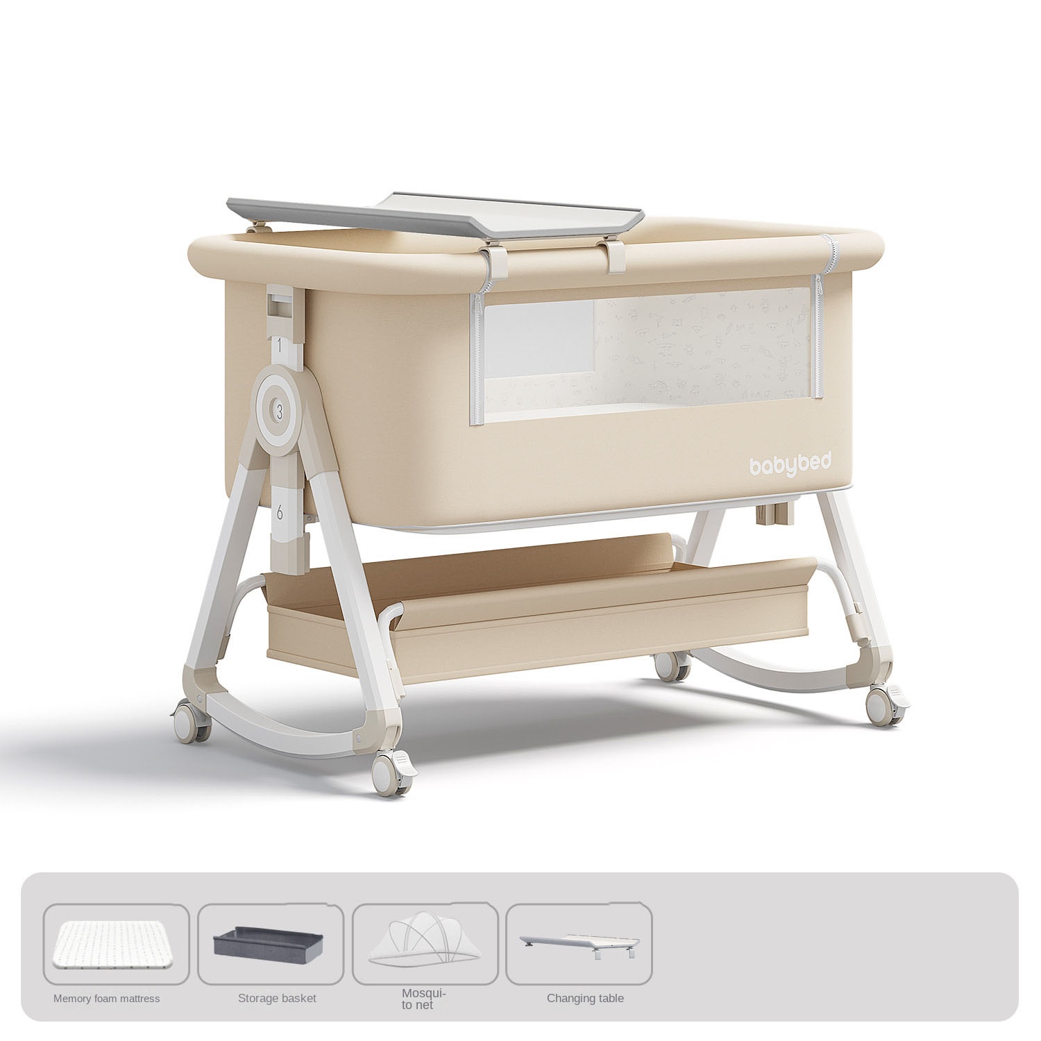 Baby Crib , Portable and Adjus - Baby Nursery Trolley ulasan dan harga