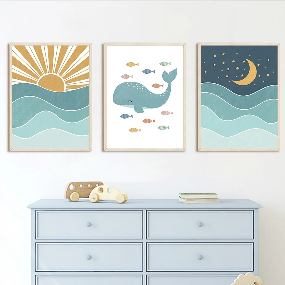1pc frameless Fish Whale Seagu - Baby Girl Nursery Quotes ulasan dan harga