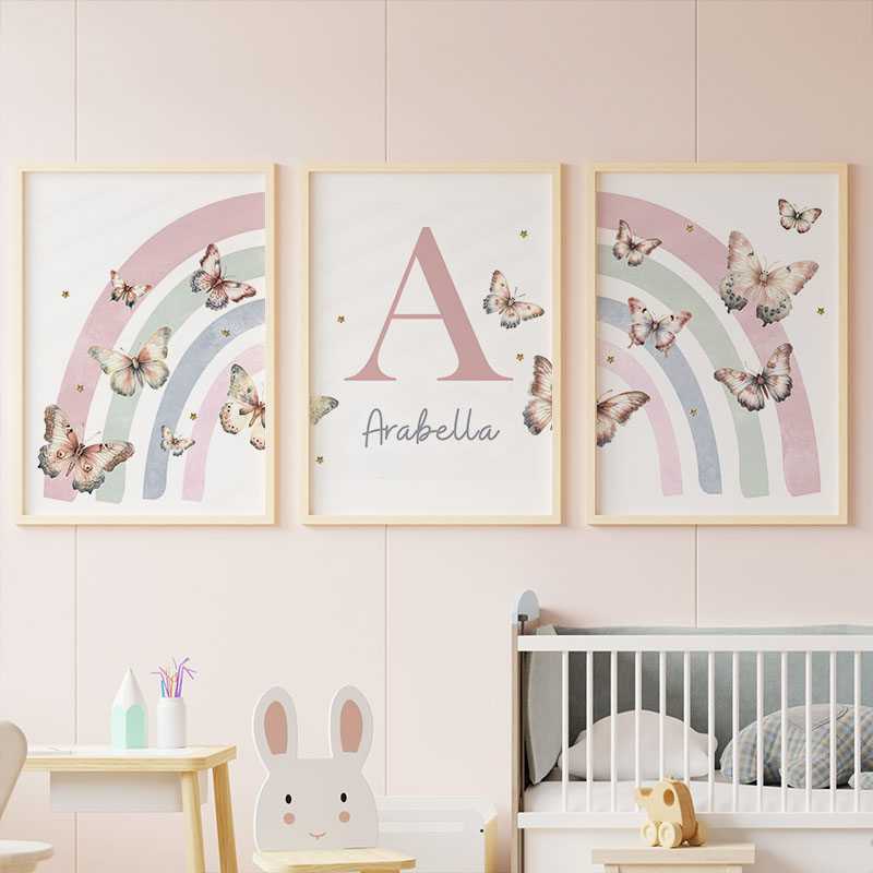 Pink Rainbow Butterfly Custom  - Baby Nursery Decor Girl ulasan dan harga